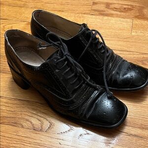 Black and cordovan Lace-Up Oxford leather Shoes- made in Italy -size 38
